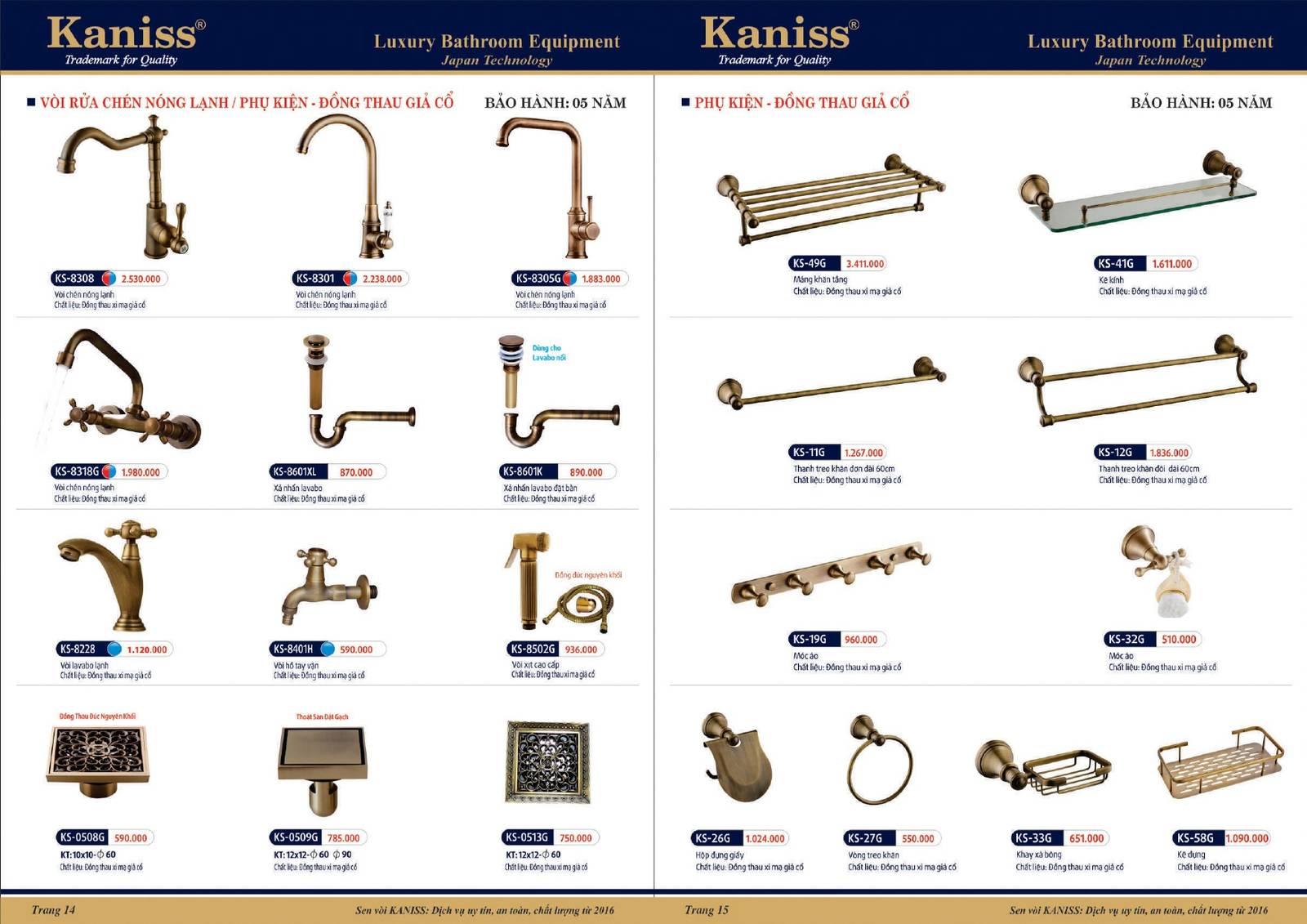 Bảng giá và Catalogue Thiết bị vệ sinh KANISS mới nhất 2025 /Page 8